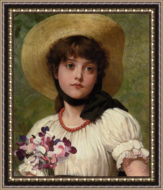 George Dunlop, R.a., Leslie Sweetpeas Framed Painting