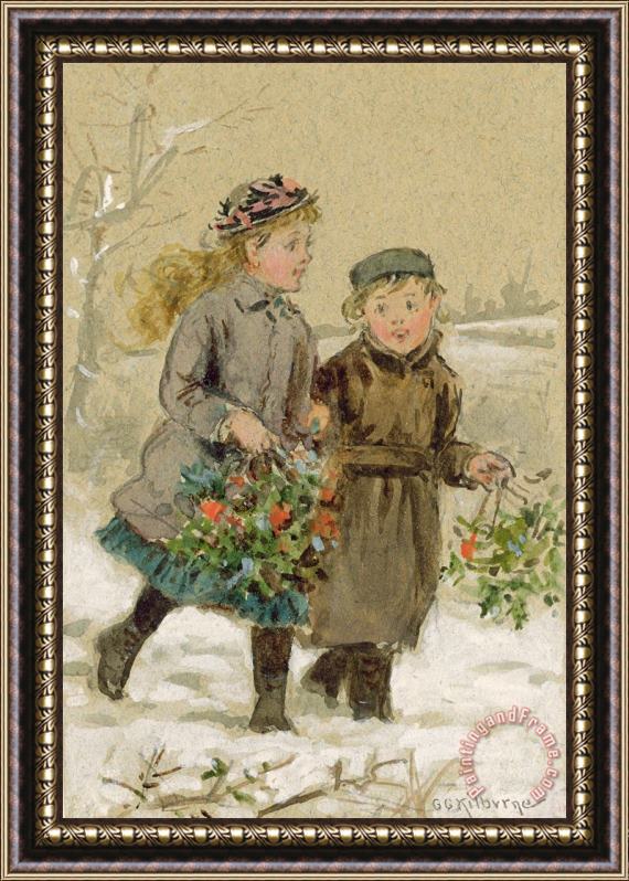 George Goodwin Kilburne Children Playing In The Snow Framed Print