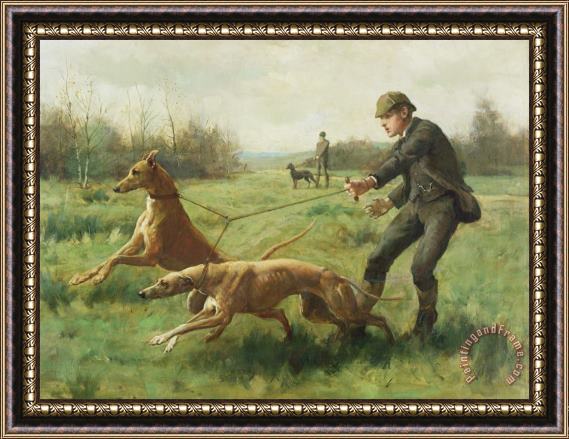 George Goodwin Kilburne Exercising Greyhounds Framed Painting