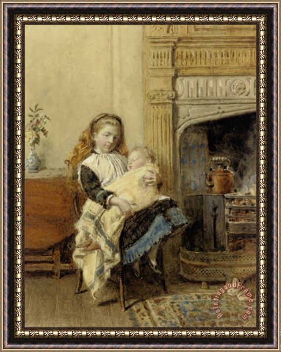 George Goodwin Kilburne Minding Baby Framed Print