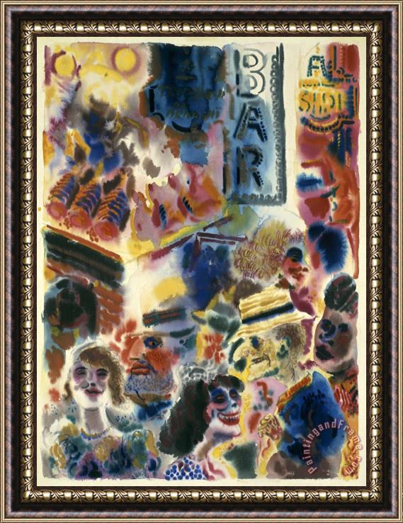 George Grosz Broadway Framed Painting