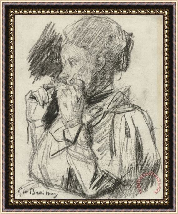 George Hendrik Breitner Lize Jordan, Zittend Naar Links Framed Painting