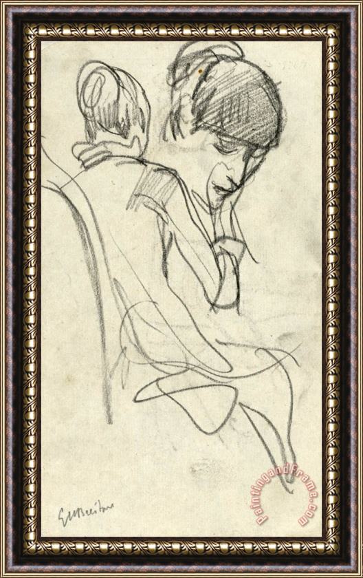 George Hendrik Breitner Schetsen Van Een Zittende Vrouw En Het Hoofd Van Een Vrouw Framed Print