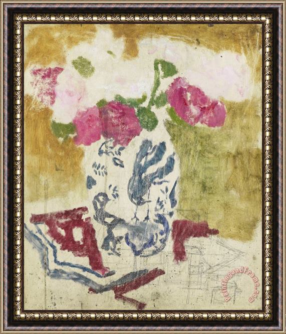 George Hendrik Breitner Vase with Pink Flowers Framed Print