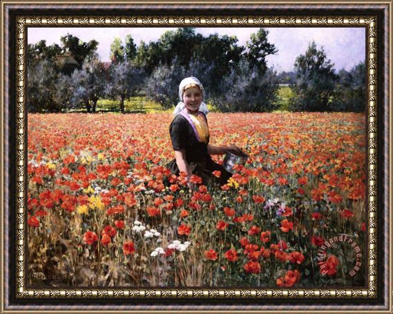 George Hitchcock The Poppy Field Framed Painting