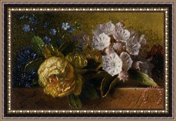 George Jacobus Johannes Van Os Flowers on a Ledge Framed Painting