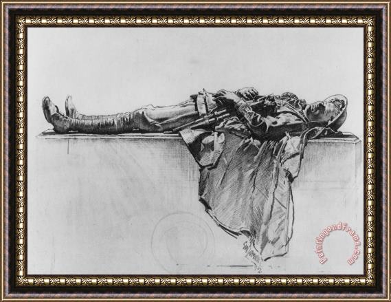 George Lambert Recumbent Figure of a Soldier Framed Print