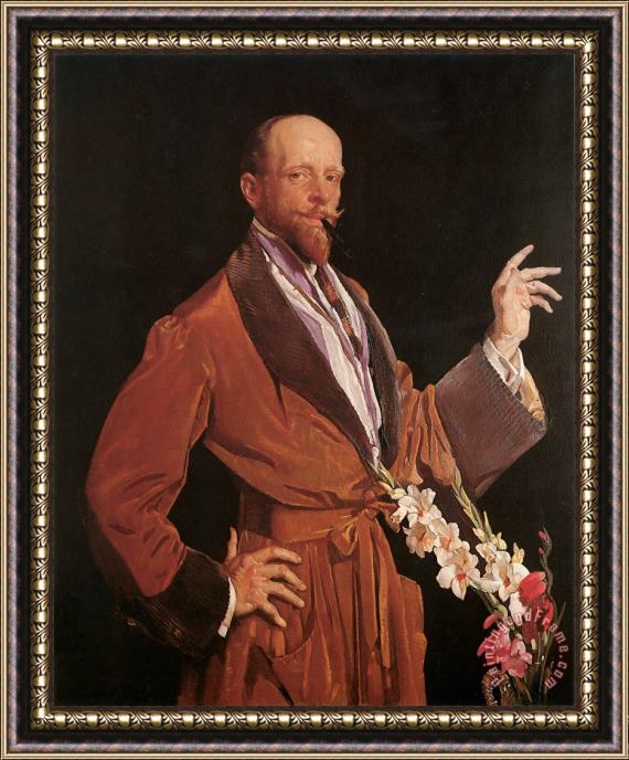 George Lambert Selfportrait with Gladioli Framed Print