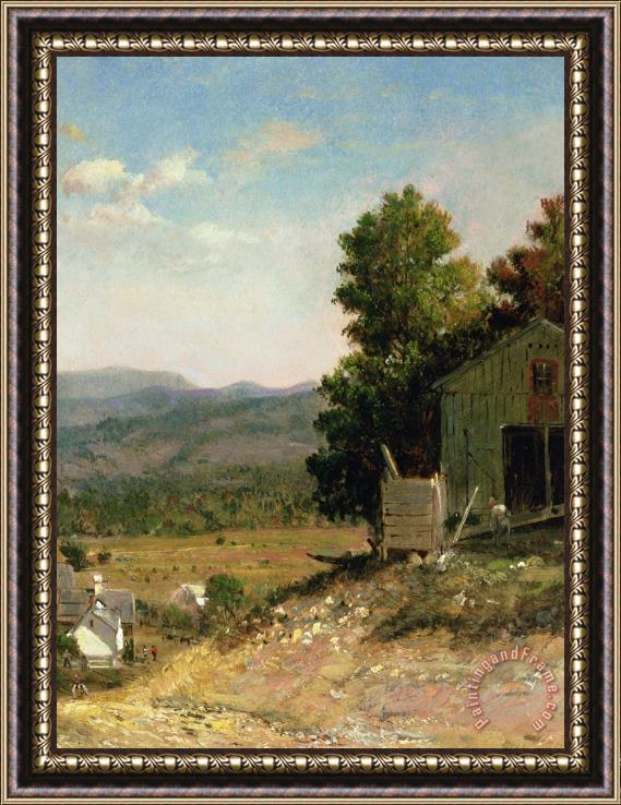 George Loring Brown Study of Old Barn in New Hampshire Framed Painting