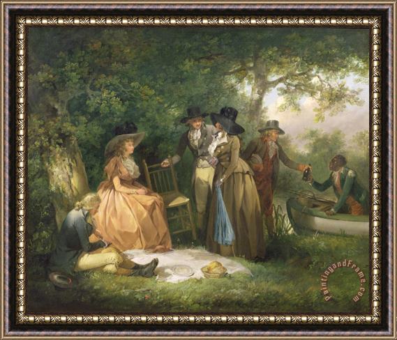 George Morland The Angler's Repast Framed Print