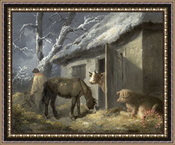 George Morland Winter Farmyard Framed Painting