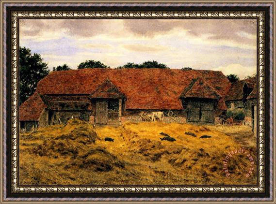 George Price Boyce Old Barn at Whitchurch, Oxon Framed Painting