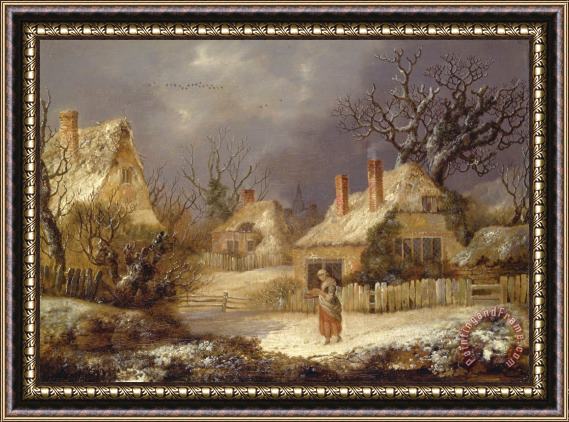 George Smith A Winter Landscape Framed Painting