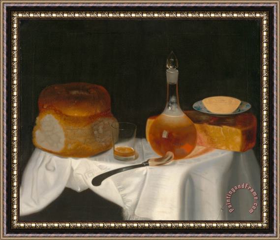 George Smith Still Life of Bread, Butter And Cheese Framed Painting