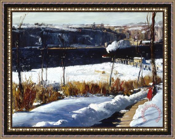 George Wesley Bellows Winter Afternoon, Riverside Park, New York City, January 1909 Framed Print