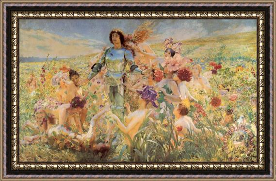 Georges Antoine Rochegrosse The Knight of The Flowers Framed Painting