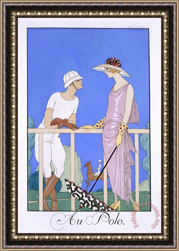 Georges Barbier At Polo Framed Painting