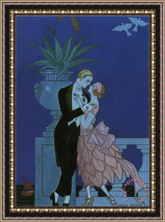 Georges Barbier By The Railing 1921 Framed Print