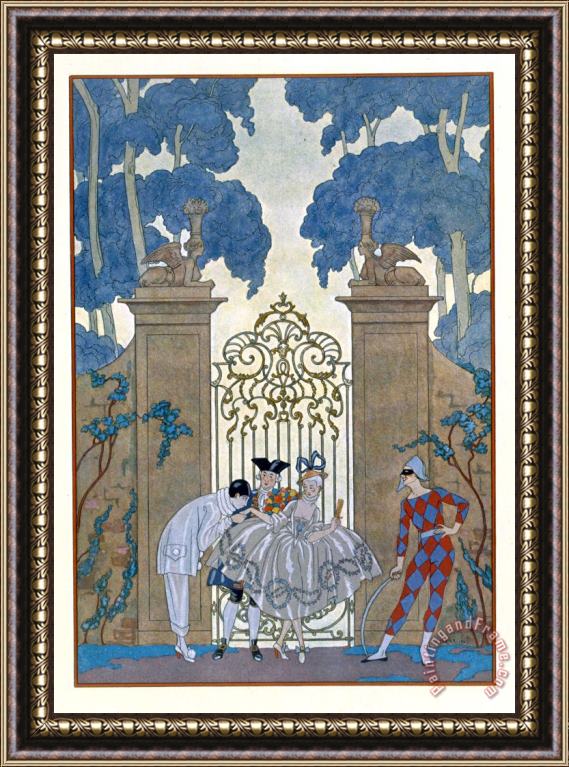 Georges Barbier Columbine Framed Painting