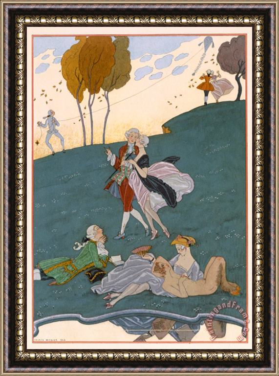 Georges Barbier Fetes Galantes Framed Painting