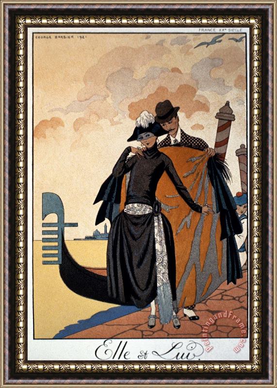 Georges Barbier Her And Him Framed Painting