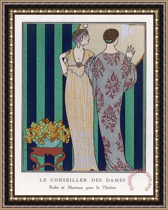 Georges Barbier High Waisted Clinging Gown Framed Painting