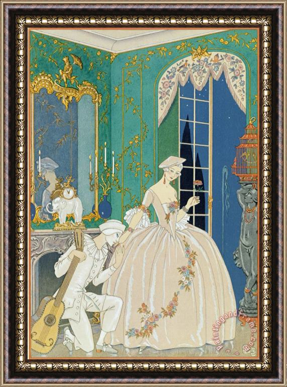 Georges Barbier Illustration For 'fetes Galantes' Framed Print