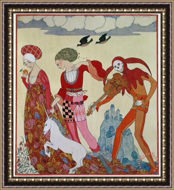 Georges Barbier Love Desire And Death Framed Painting