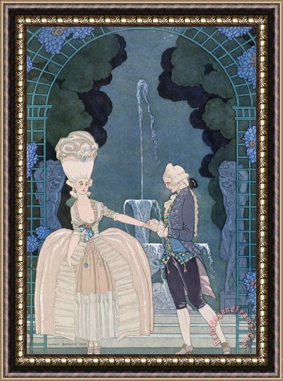 Georges Barbier Love Under The Fountain Framed Print