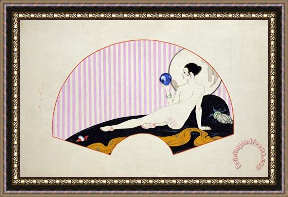 Georges Barbier Odalisque with a Crystal Ball Framed Painting