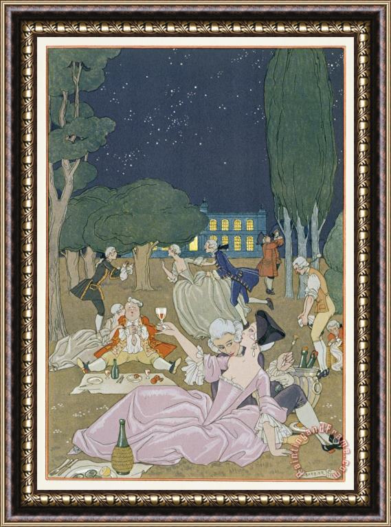 Georges Barbier On The Lawn Framed Print