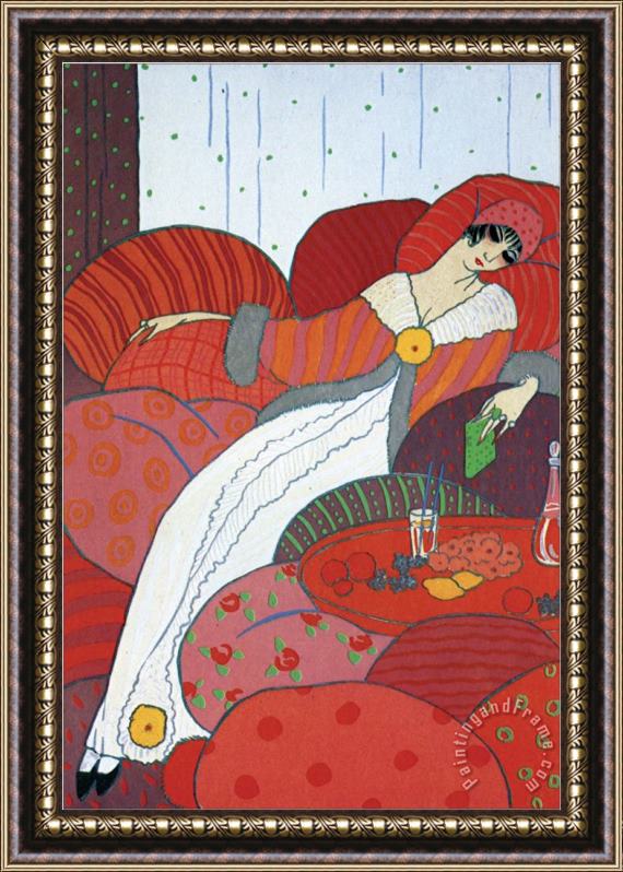 Georges Barbier Seated Woman Framed Print