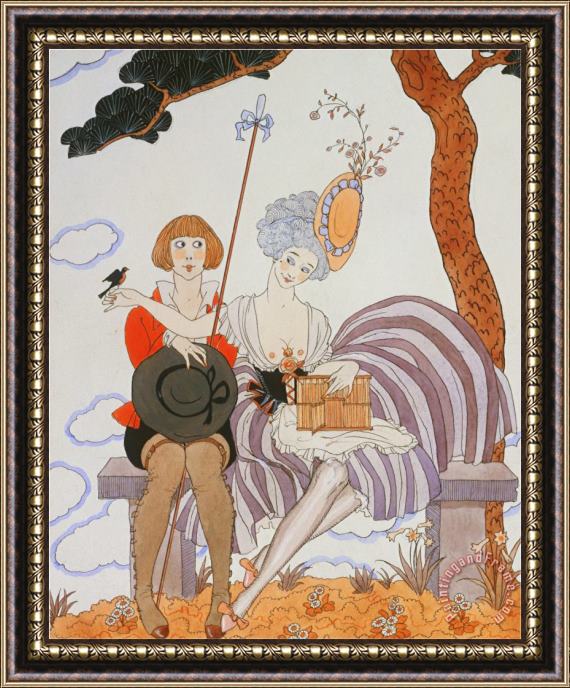 Georges Barbier So Much Or The Bird Is Quickly Tamed Tant Mieux Ou L Oiseau Vite Apprivoise Framed Print