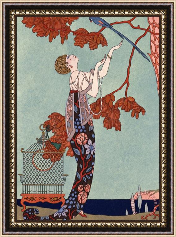 Georges Barbier The Flighty Bird France Early 20th Century Framed Painting
