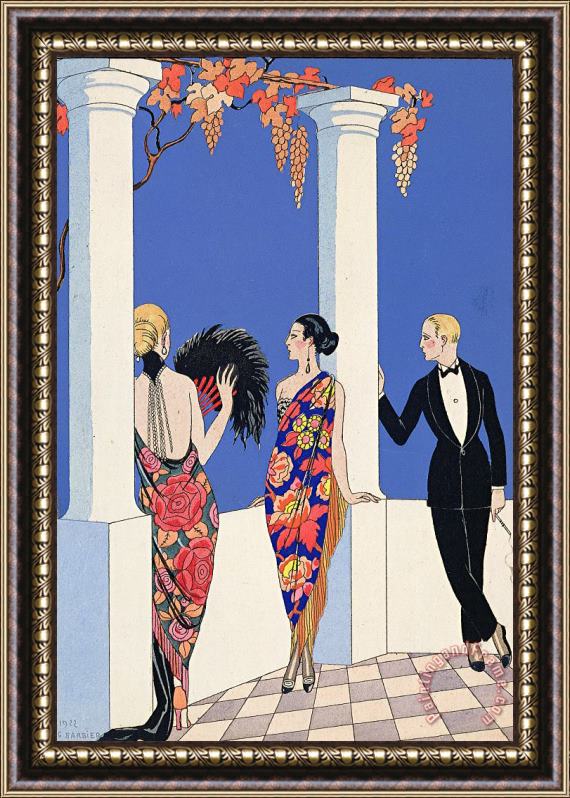 Georges Barbier The Taste Of Shawls Framed Painting