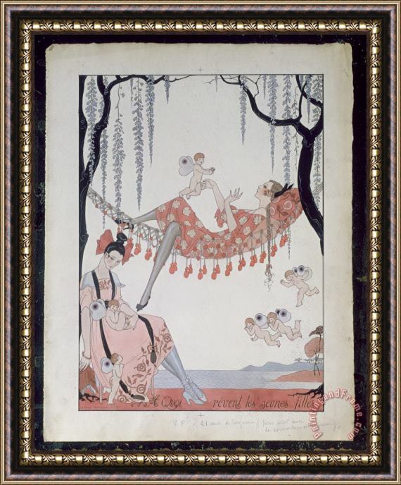 Georges Barbier What Do Young Women Dream Of? Framed Painting
