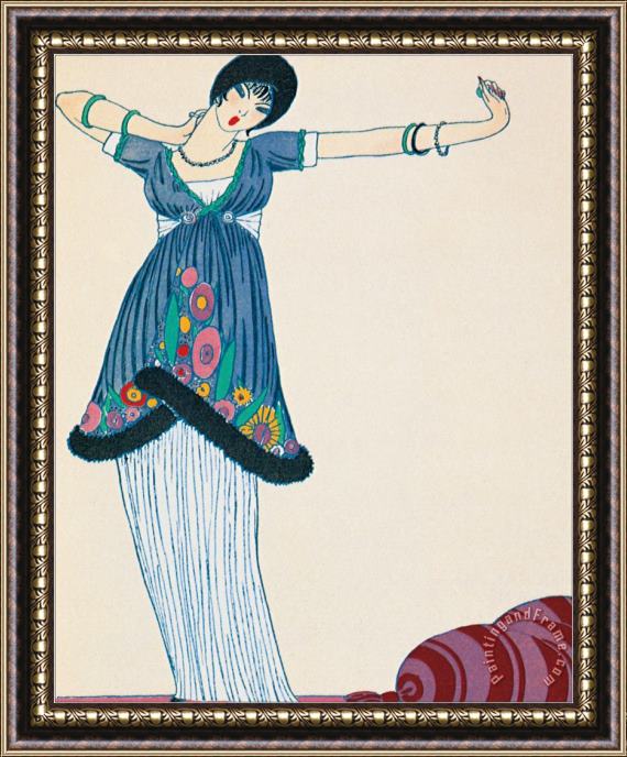 Georges Barbier Woman Stretching Framed Painting