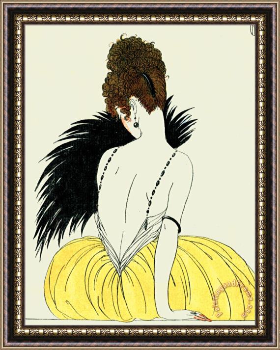 Georges Barbier Woman with Fan Framed Painting