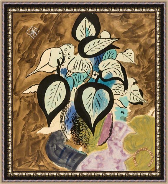 Georges Braque Feuillage En Couleurs (vallier 105), 1956 Framed Painting