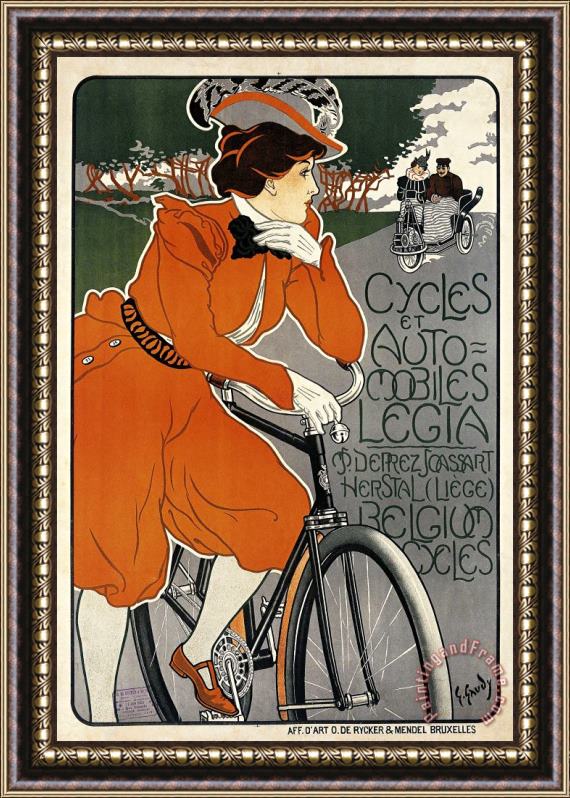 Georges Gaudy Cycles Et Automobiles Legia Framed Painting