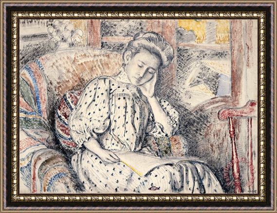 Georges Lemmen Femme Se Reposant Sur Un Divan Framed Painting