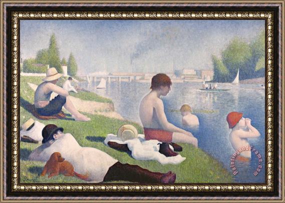Georges Pierre Seurat Bathers at Asnieres Framed Print