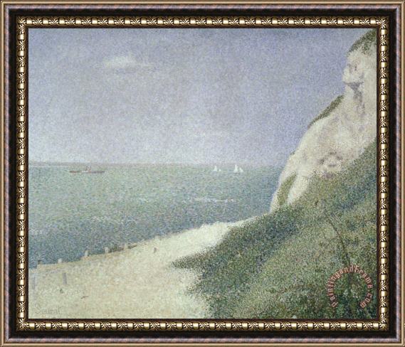 Georges Pierre Seurat Beach at Bas Butin Framed Print