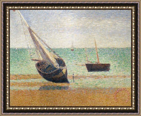 Georges Pierre Seurat Low Tide At Grandcamp Framed Print