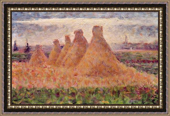 Georges Pierre Seurat Straw Stacks Framed Painting