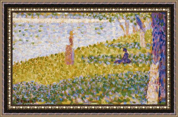 Georges Pierre Seurat Women On The River Bank Framed Painting
