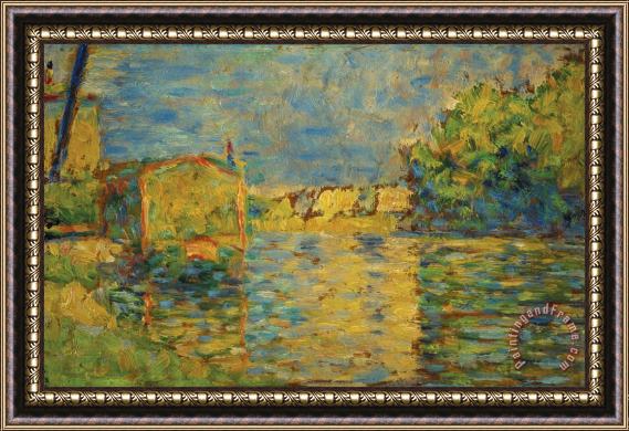 Georges Seurat Banks of The Seine Near Courbevoie Framed Painting