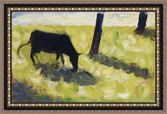 Georges Seurat Black Cow in a Meadow Framed Painting