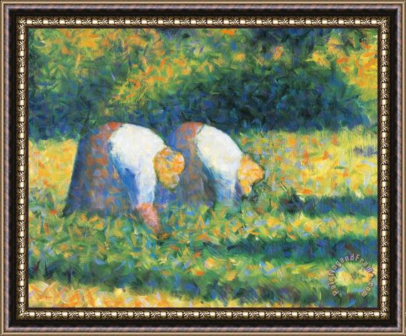 Georges Seurat Farmers At Work Framed Print