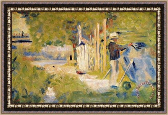 Georges Seurat Man Painting His Boat 1883 Framed Print